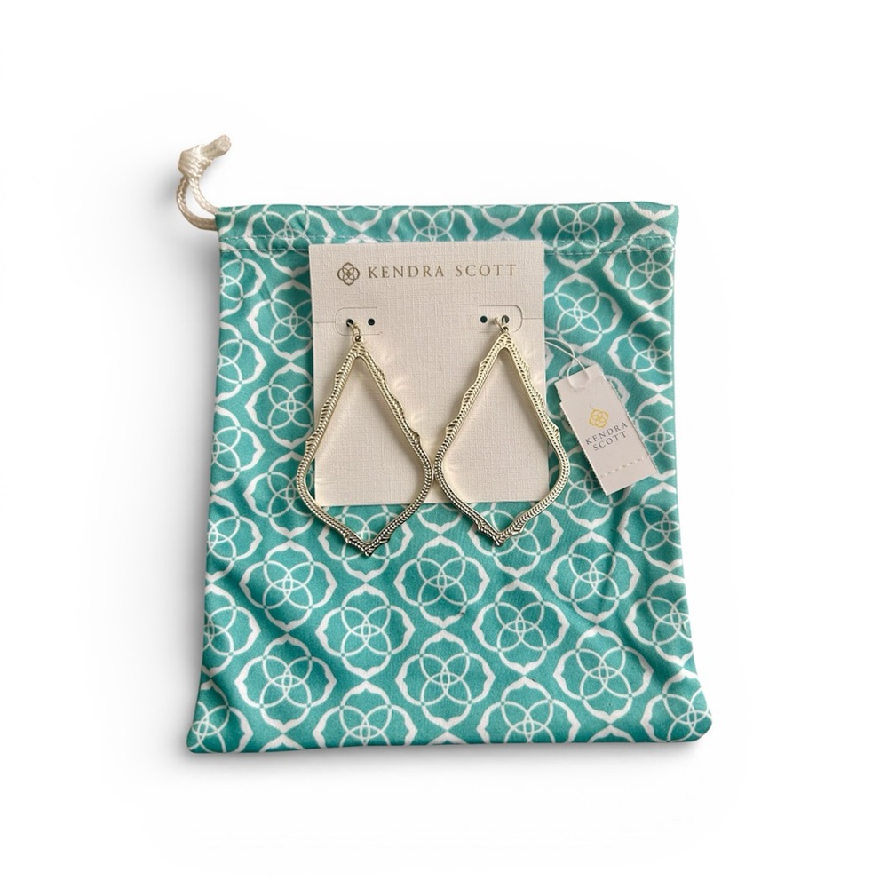 Kendra Scott Sophee Drop Gold Earrings W/ Pouch NWT - Picture 3 of 5